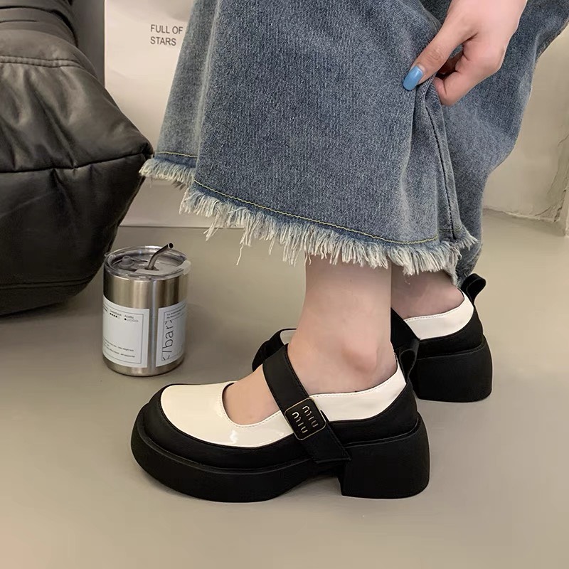 Giày oxford mwc 9634 - giày oxford chất liệu da trơn khoá dán phối màu trẻ trung