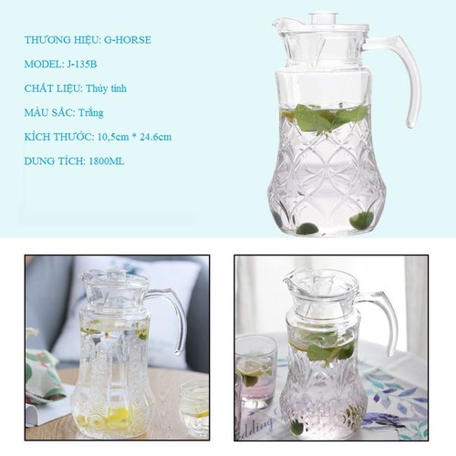 Bình Đựng Nước Thủy Tinh - Mẫu Mới Nhất 1,5 lít