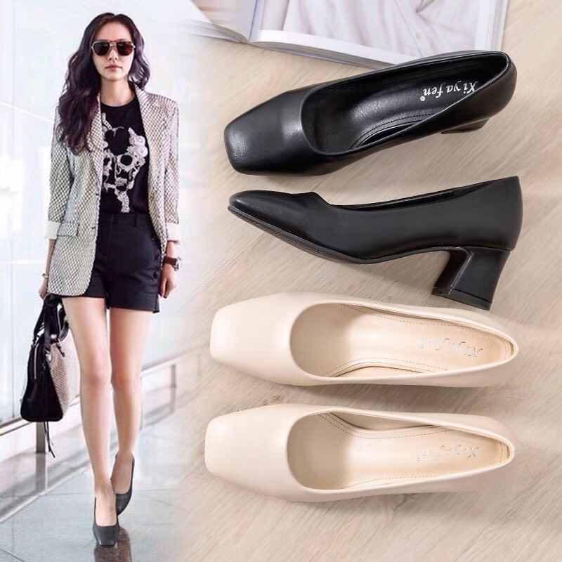Giày Cao Gót Nữ Mũi Vuông Đế 5p Dáng Basic Mã C31