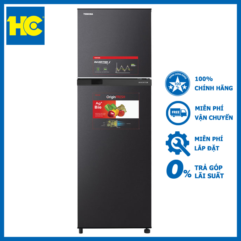 [Voucher 7% DUY NHẤT 5-7/1] [Trả góp 0%]Tủ lạnh Toshiba Inverter 253 lít GR-B31VU(SK) - Miễn phí vận chuyển & lắp đặt - Bảo hành chính hãng