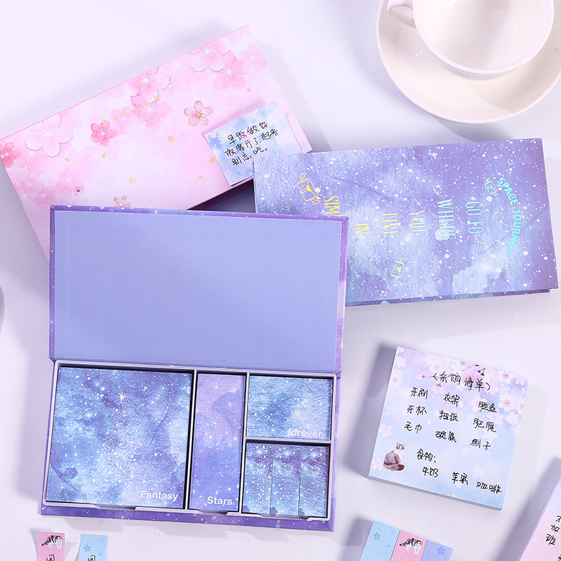 [HCM]Hộp 6 tập giấy note màu hình hoa