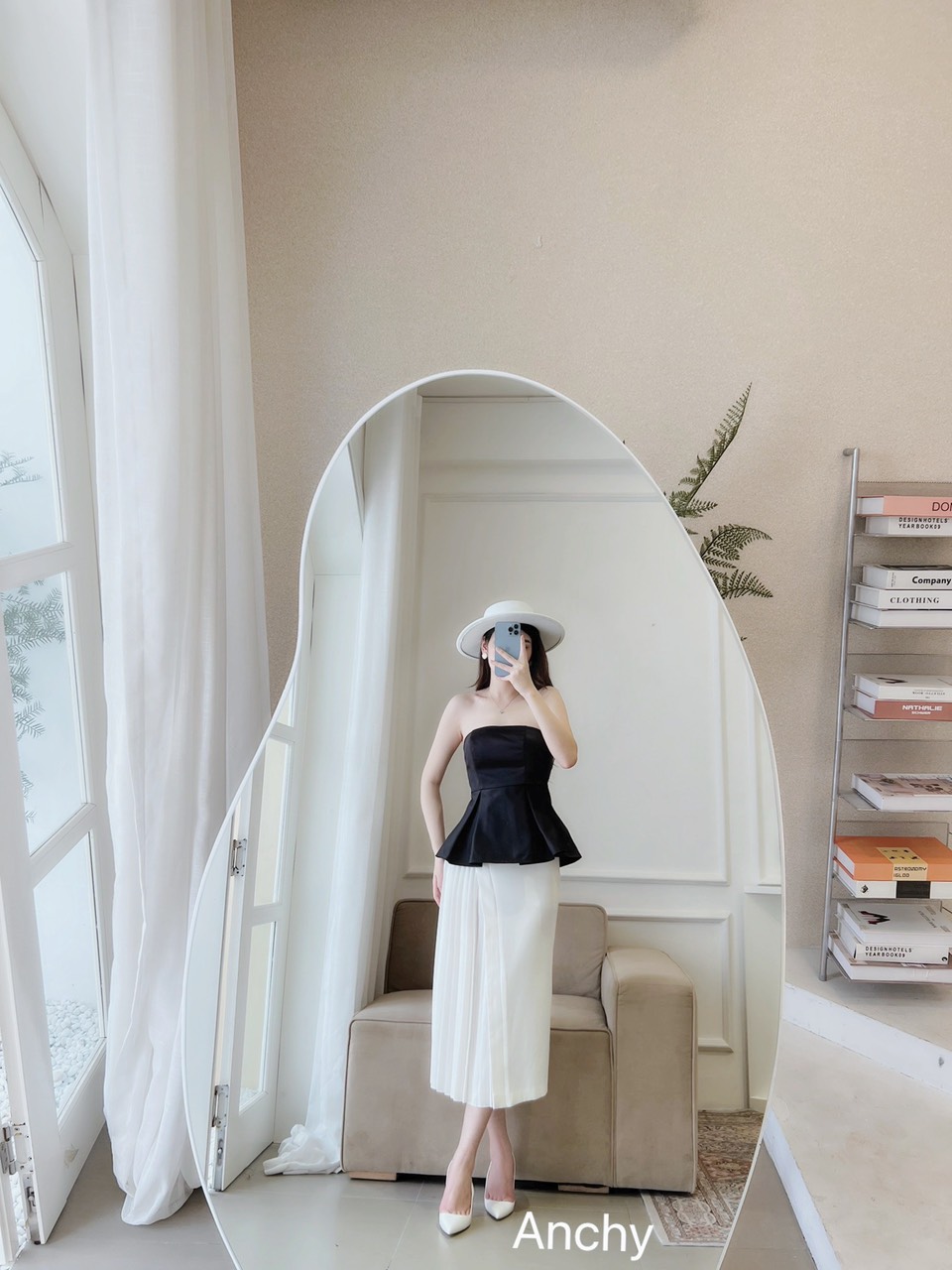 Chân váy trắng dập ly sườn - AS004