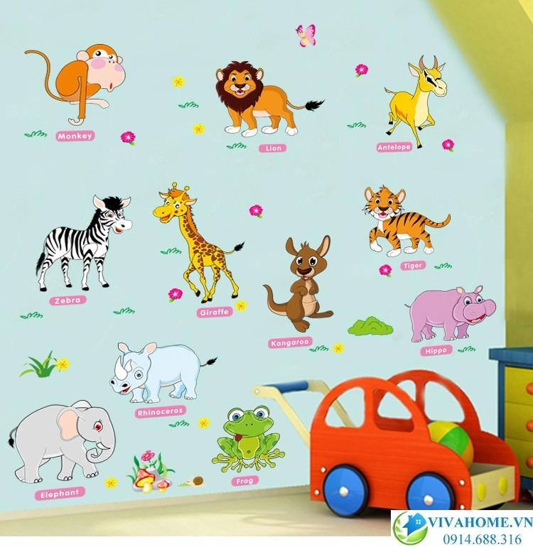 Decal Dán Tường Thú Tiếng Anh 2