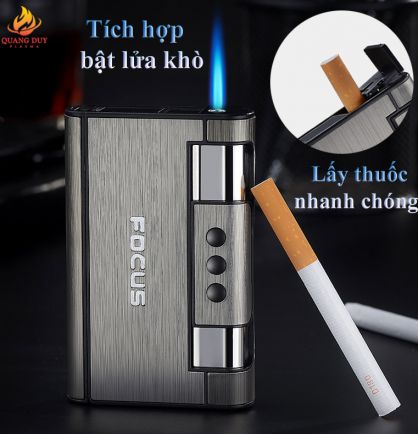 Hộp Quẹt|Bật Lửa Khè Lửa Xanh Kiêm Hộp Đựng Thuố.c 2in1
