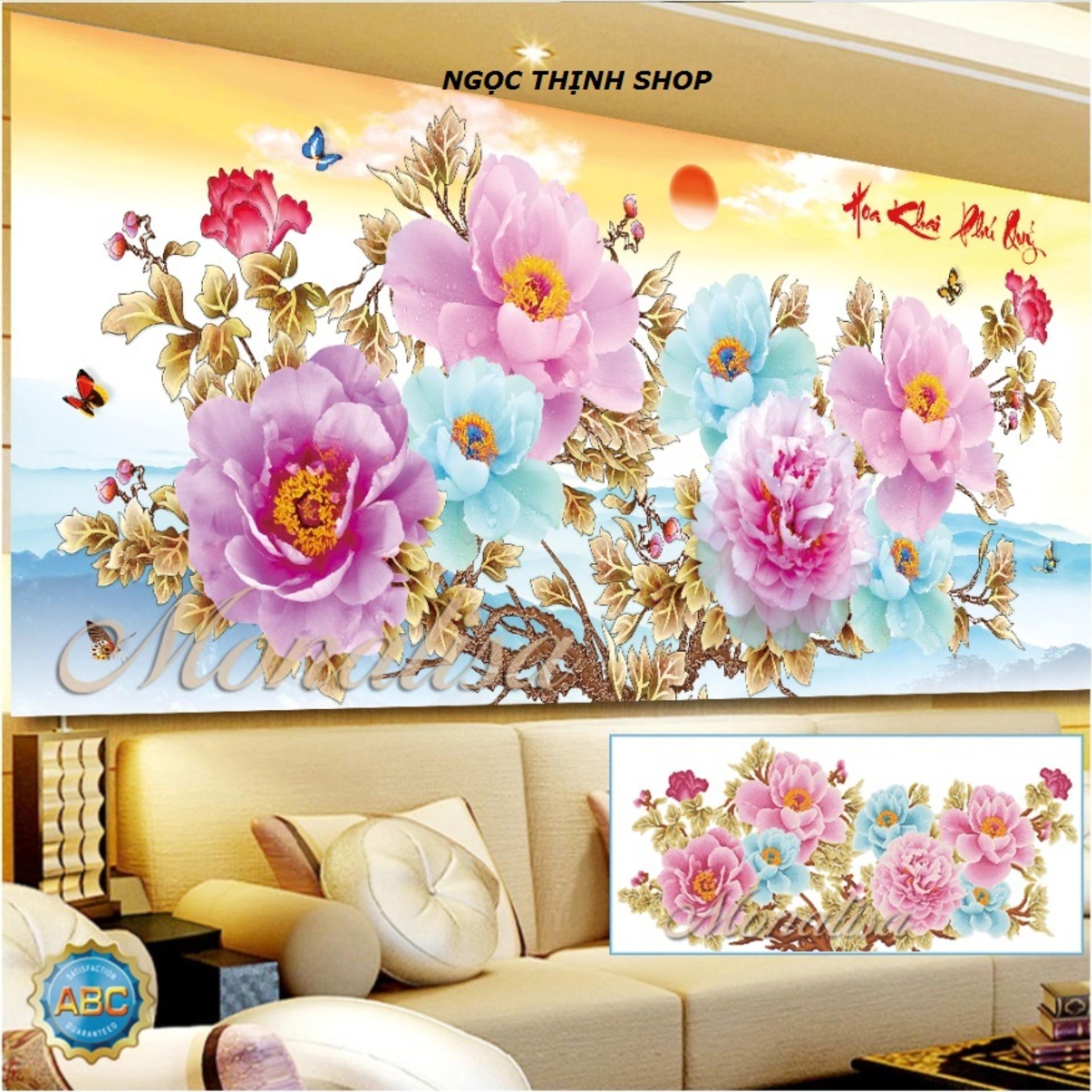 Tranh gắn đá hoa khai phú quý y8218