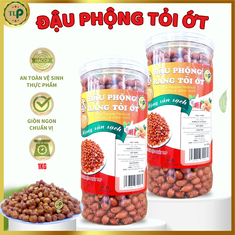 Đậu phộng tỏi ớt tân lộc phát combo 1kg - mỗi hũ 500g