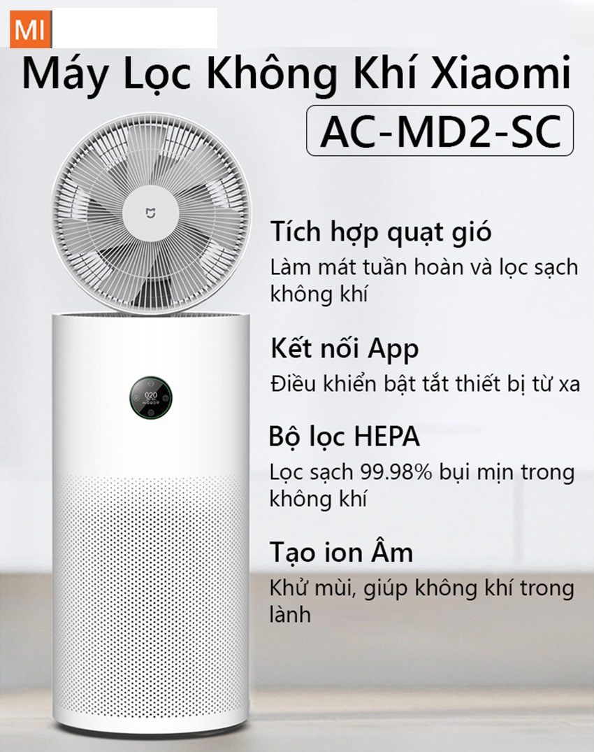 Máy lọc không khí kèm Quạt tuần hoàn thông minh Xiaomi Mijia AC-MD2-SC kết nối App thông minh Mihome
