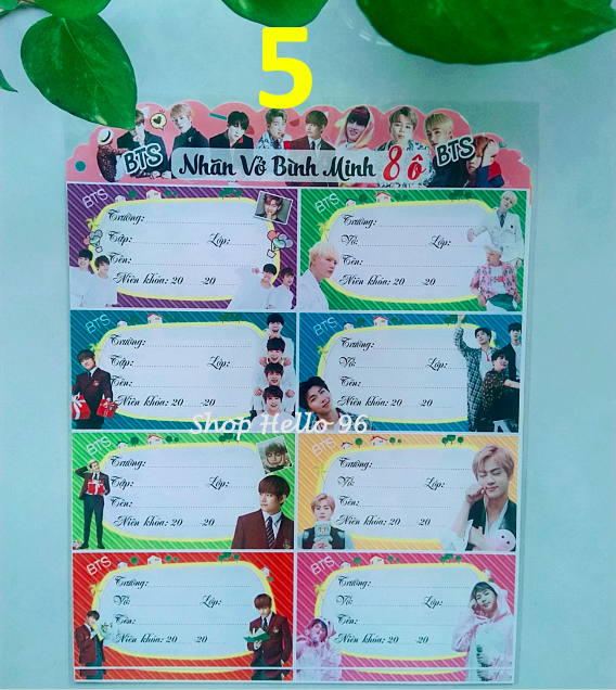 NHÃN VỞ KPOP BTS 1 XẤP 16 NHÃN