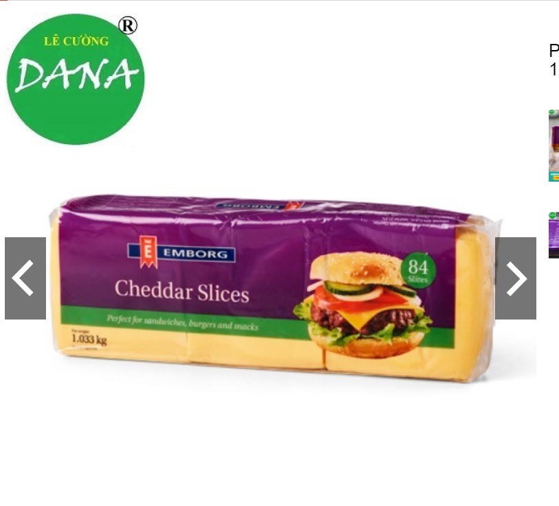 Phô mai lát CHEDDAR SLICES 1.033 kg ( 84 miếng)