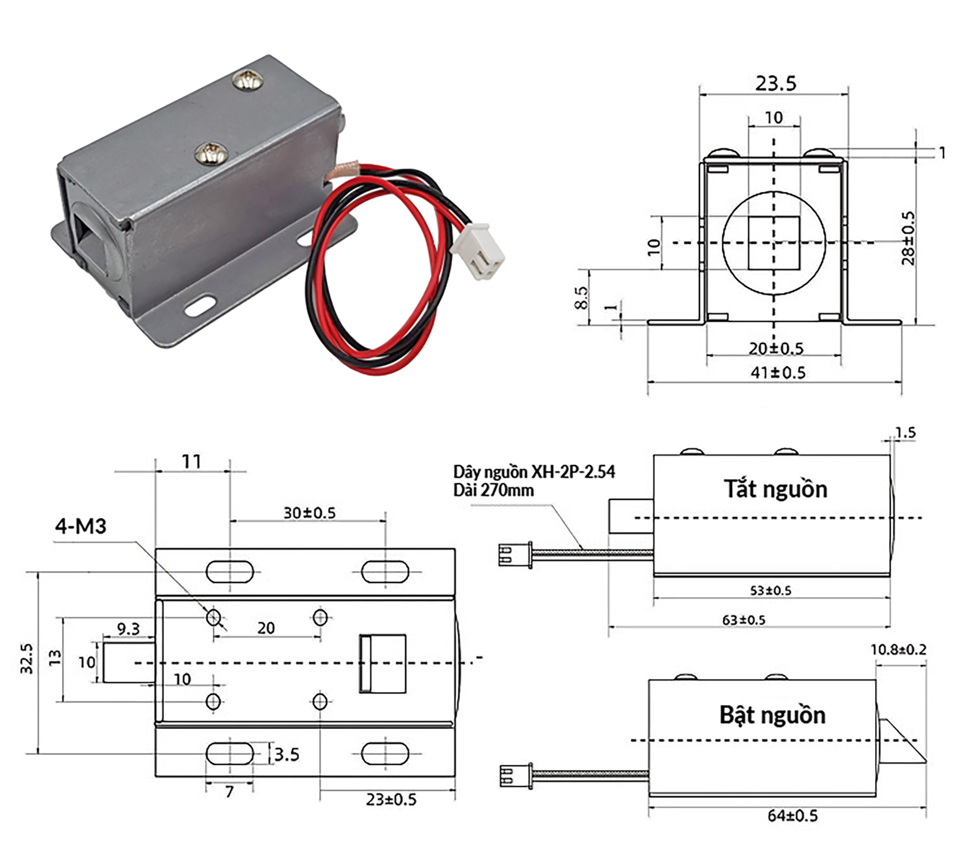 Khóa chốt điện từ 2 bên LY-03