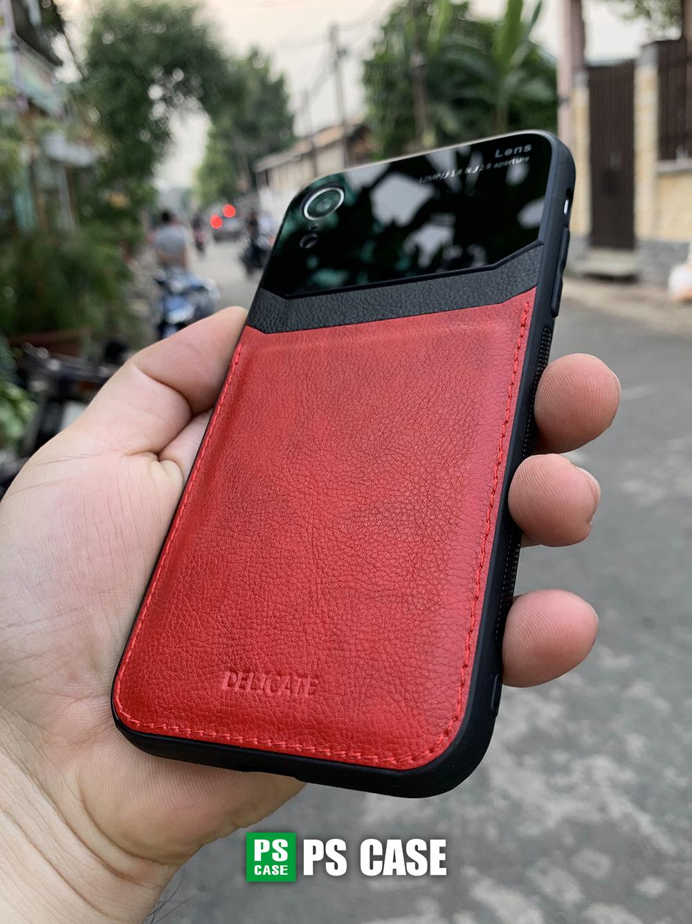 Ốp lưng da kính cao cấp dành cho iPhone XR - Màu đỏ - PS Case Phân Phối
