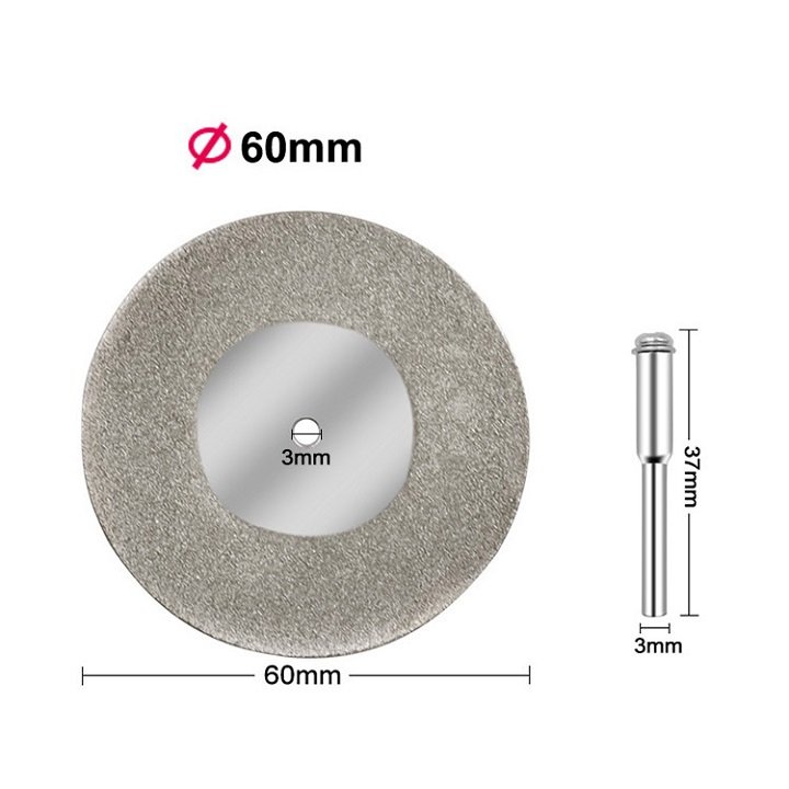 1 BỘ. ĐĨA CẮT. LOẠI NHỎ ĐƯỜNG KÍNH 60mm, KÈM CỐT 3mm. Thích hợp để cắt đá quý, ngọc bích, sắt mỏng, thủy tinh mỏng, - TH932