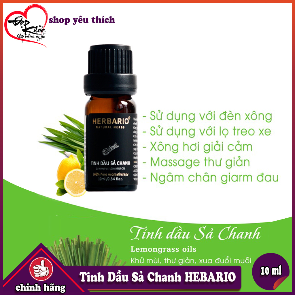 [HCM]Tinh Dầu Sả Chanh HEBARIO Nguyên Chất ( 10ml )