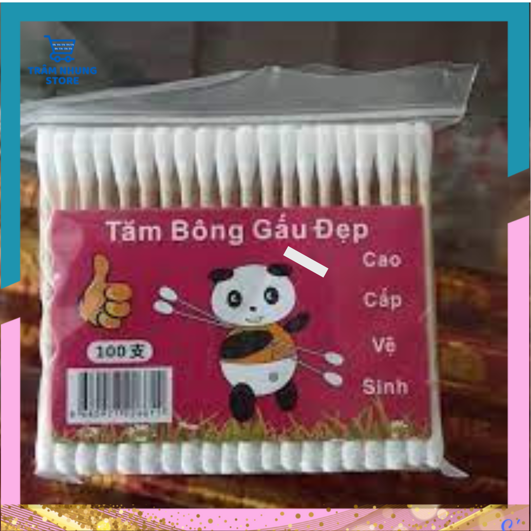(Bịch 100 cây) Bông tai cán gỗ cao cấp