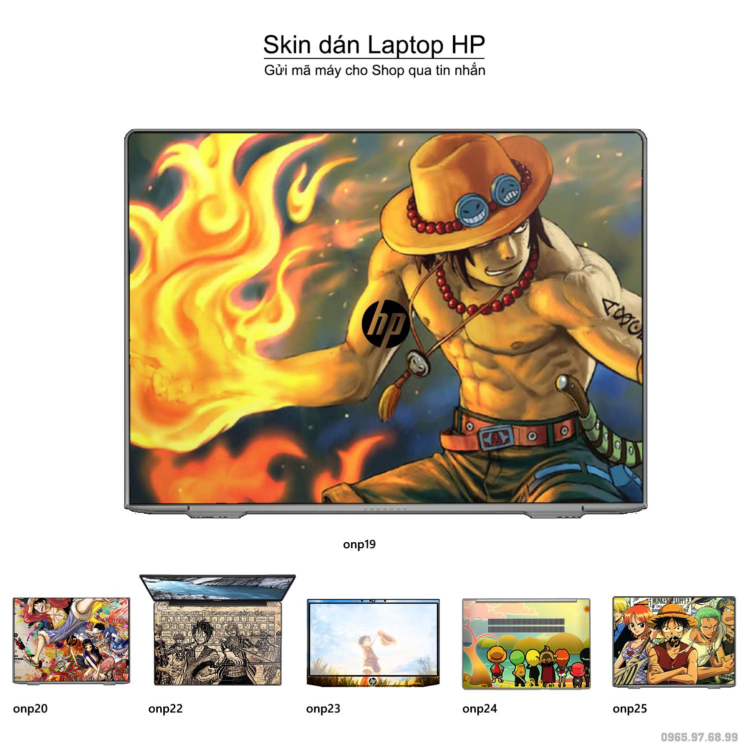 Decal Skin dán Laptop HP mẫu One Piece (inbox mã máy cho shop)
