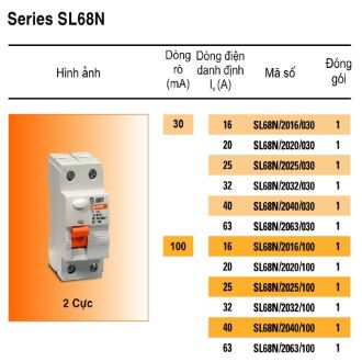 Attomat SINO 50A SL68N chống giật