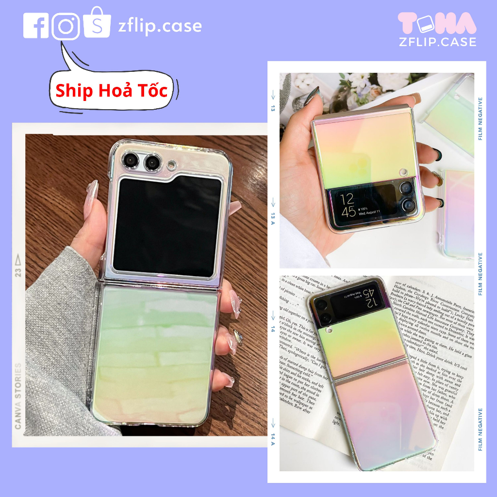 Ốp lưng samsung z flip 5 / z flip 4/ z flip 3ombre ánh tím ảnh thật z flip5 / z flip4/ z flip3