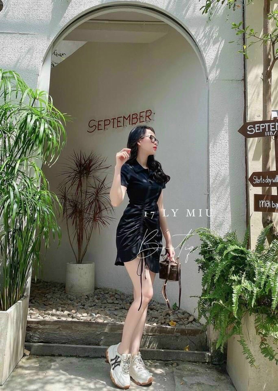 Đầm Váy PoLo Rút Dây Eo Đầm Nữ Cổ Sơ Mi Ngắn Tay Dáng Chữ A Chất Thun Cotton Co Giãn