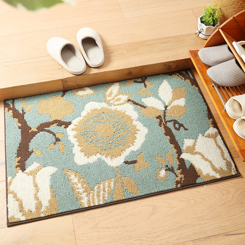 [HCM]Thảm Sàn Cửa Ra Vào Sợi Ngắn Phong Cách Châu Âu Hình Lá Cây Chống Mài Mòn Cửa Ra Vào
