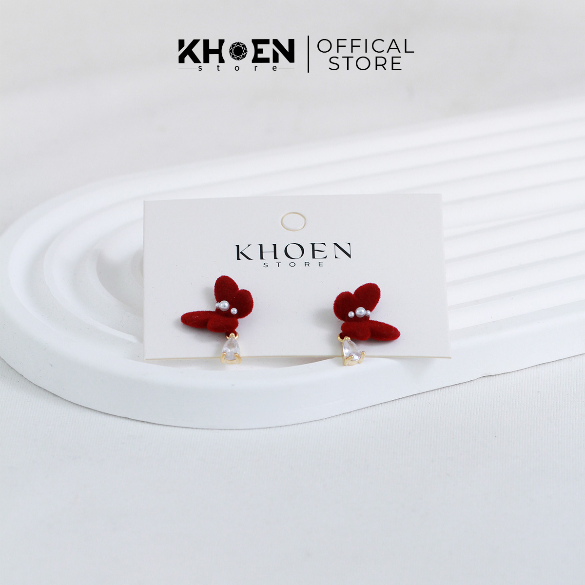 (1 Đôi) Bông tai nữ Bướm đỏ - Khoen store