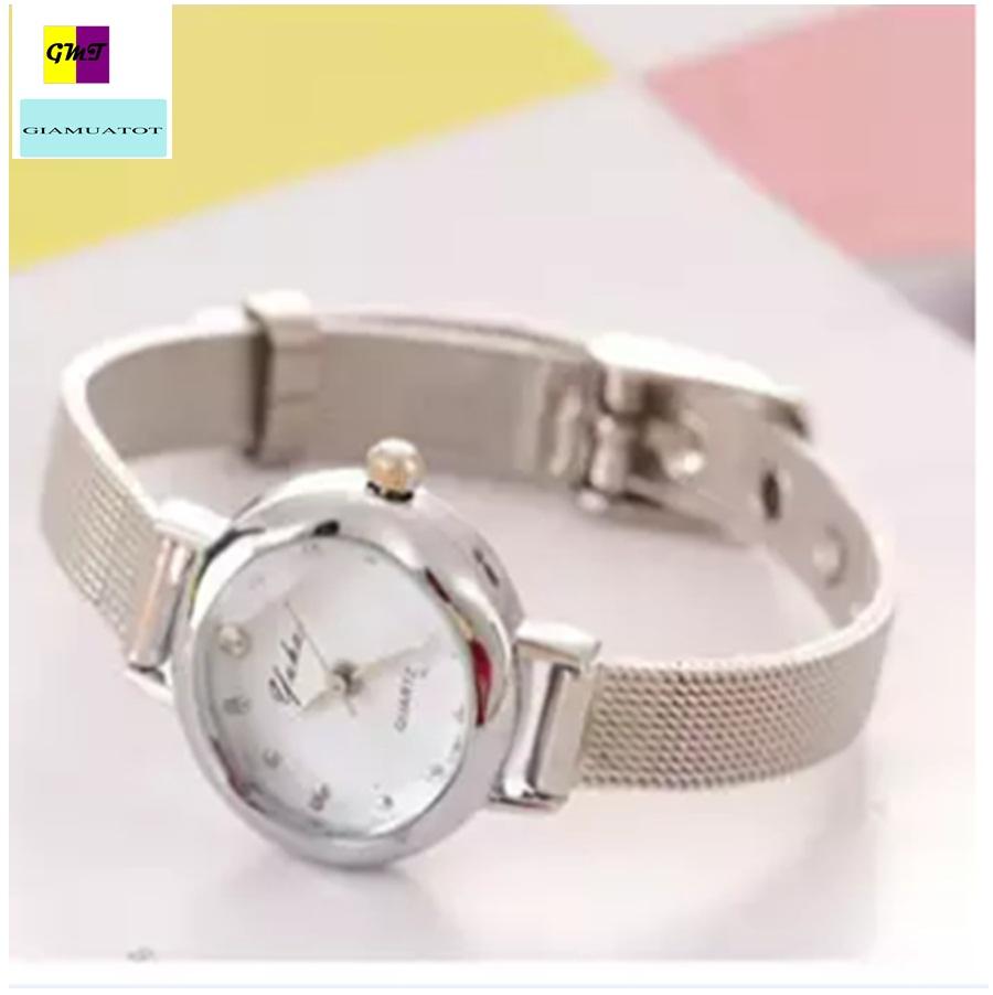 [HCM]đồng hồ dây thép không gỉ yuhao bạc