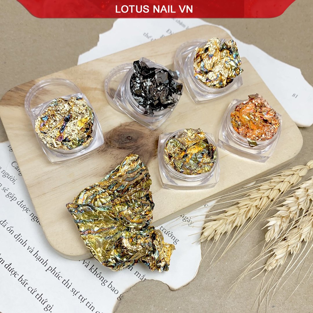 Set giấy nhún nail, giấy bạc trang trí móng đủ màu