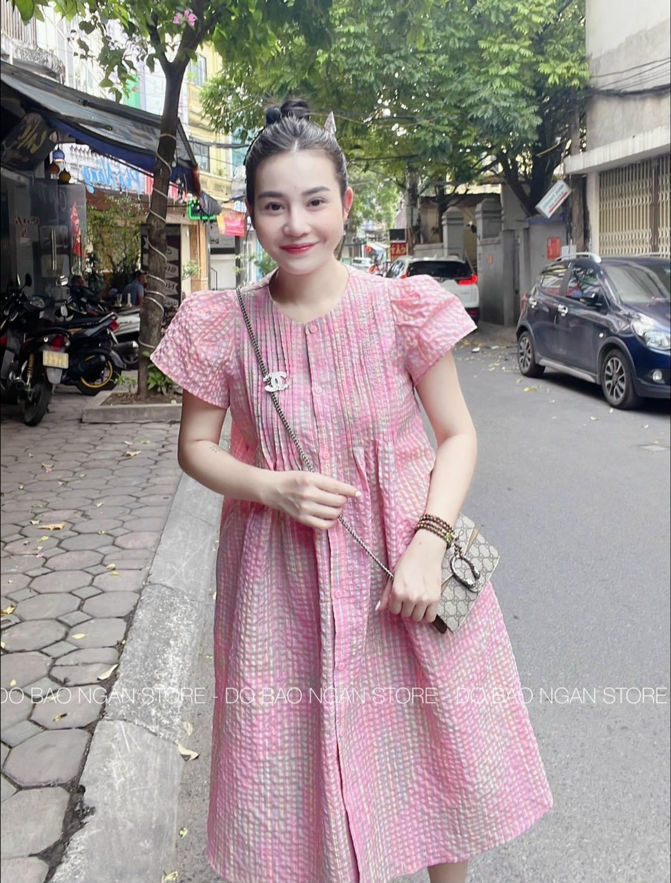 Váy bầu đẹp mùa hè thiết kế công sở dáng suông đuôi cá chất lụa mát mềm