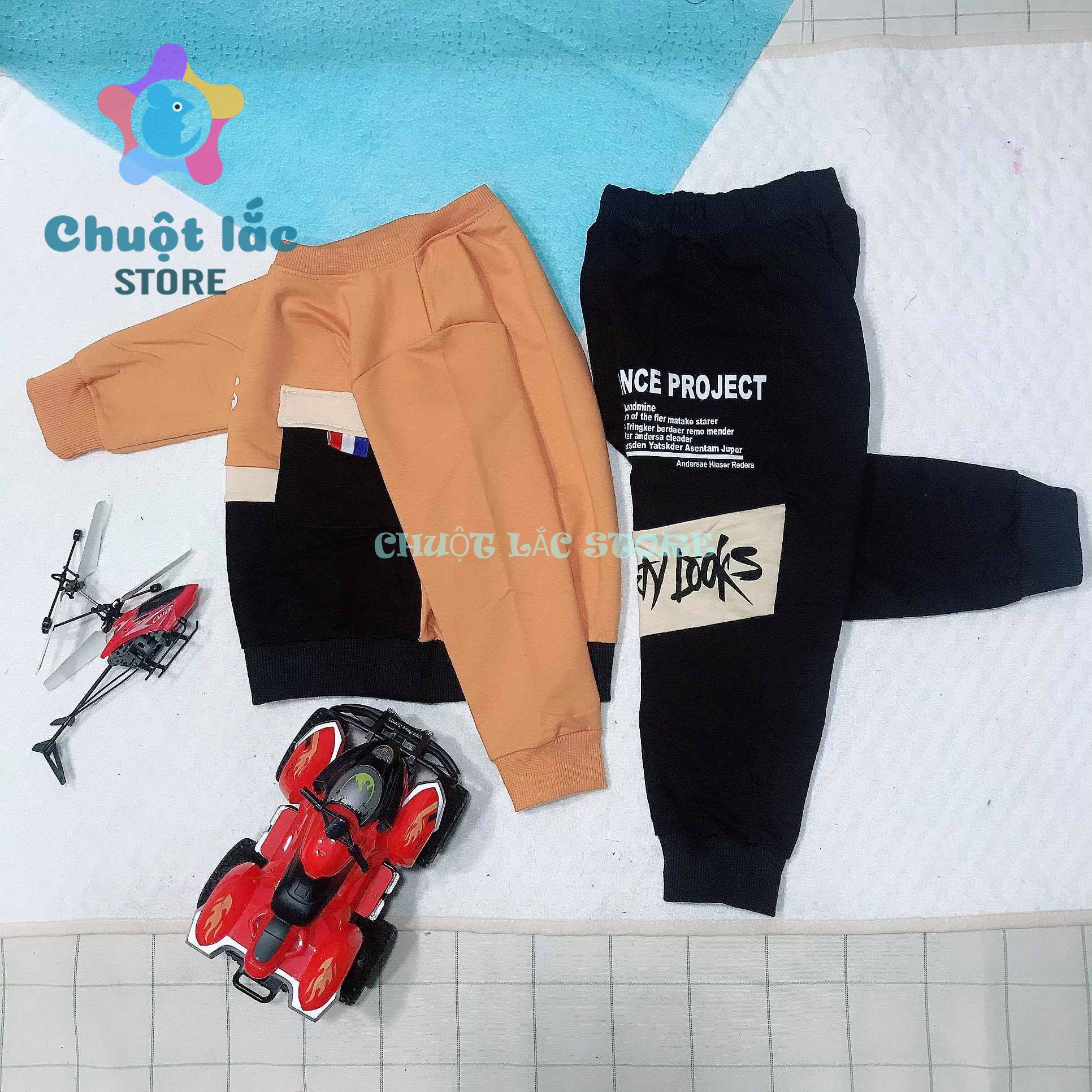 [HCM]Quần áo trẻ em thu đông bộ quần áo bé trai thun cotton dirty looks size nhỡ cho bé từ 2 tuổi đến 7 tuổi( màu xanh vàng)