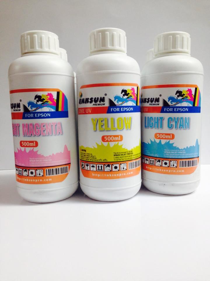 Mực Epson dye uv 500ml inksun bán lẻ màu Vàng