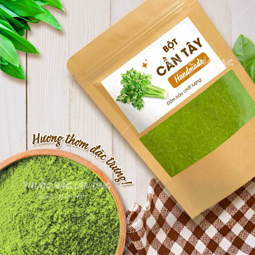 Bột cần tây sấy lạnh 100g, nguyên chất, thơm, mịn, pha nước uống detox - Lãn Ông