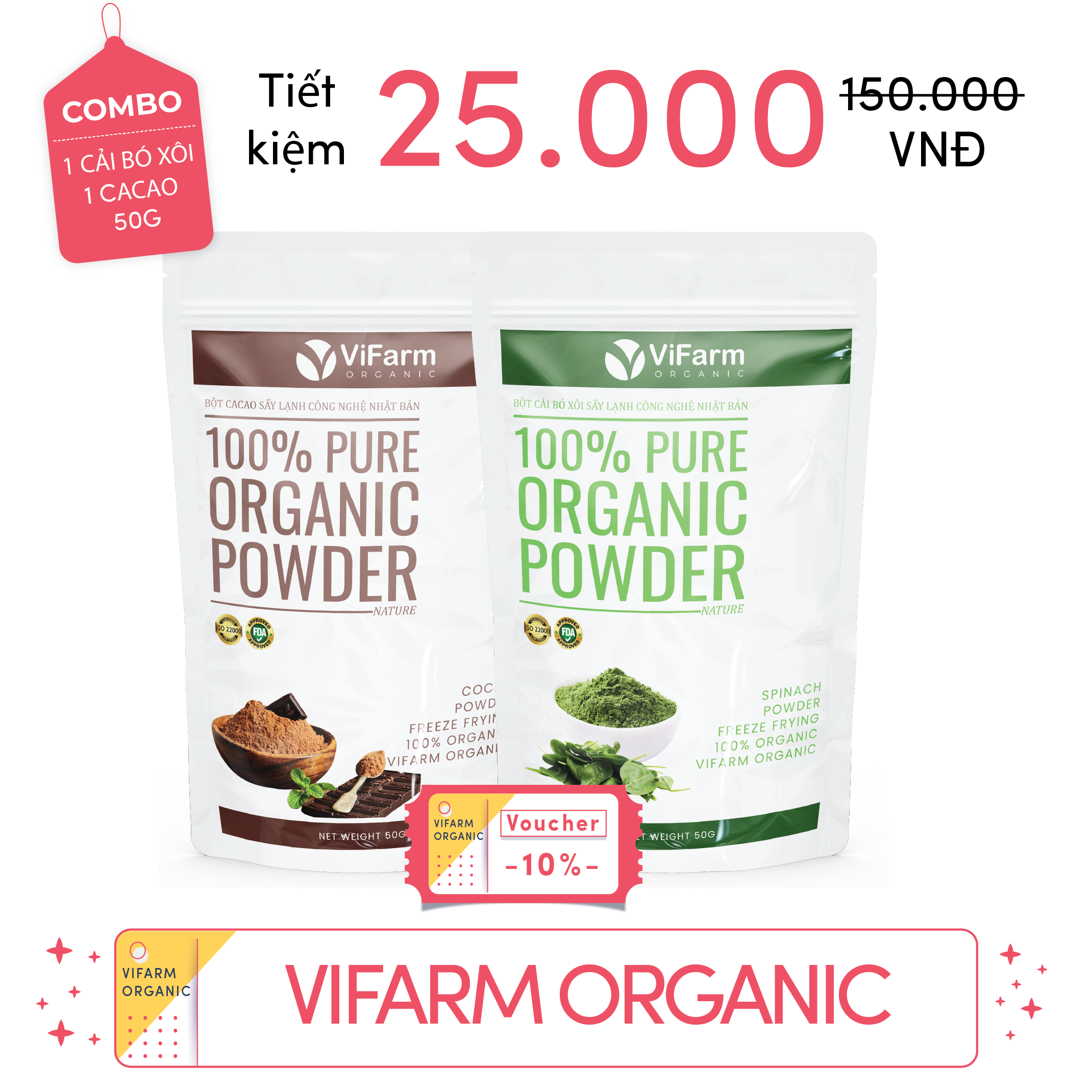 Bột Cải Bó Xôi Nguyên Chất ViFarm 50Gram