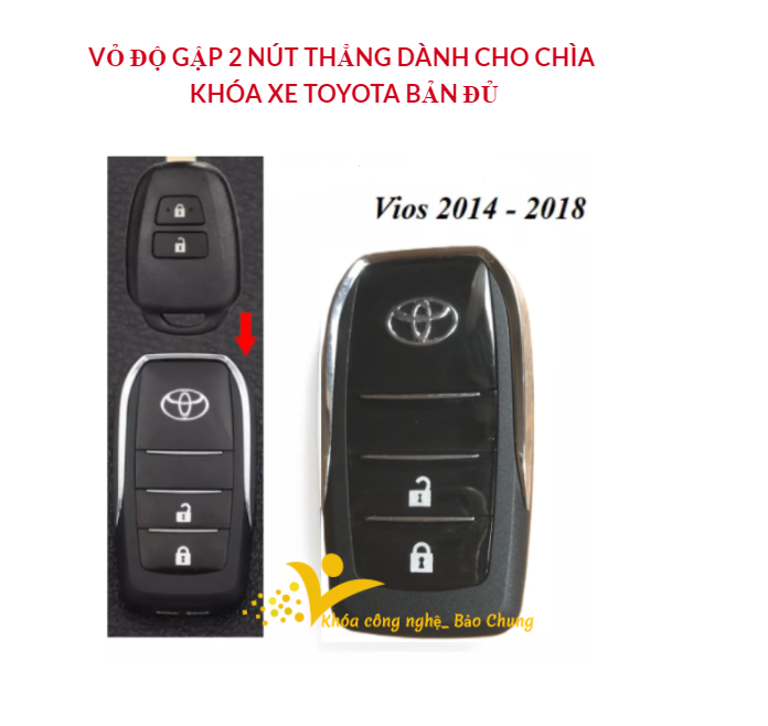Vỏ chìa khóa xe yaris, vios loại 2 nút liền