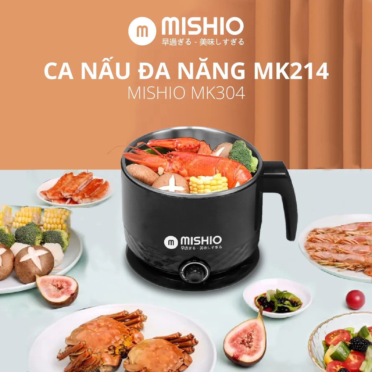 Ca nấu siêu tốc mishio mk214 600w 1,5l inox 304 siêu an toàn cho sức khỏe