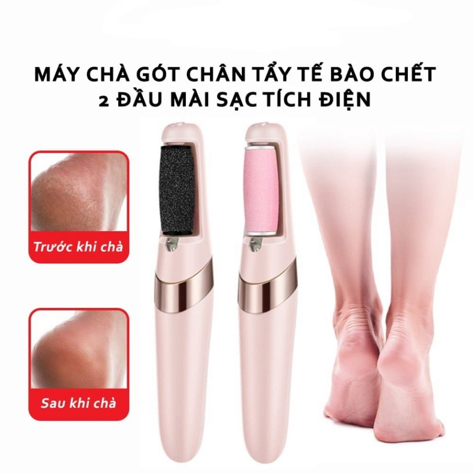 Máy chà gót chân tự động, tẩy tế bào chết tại nhà sạc pin tích điện 2 đầu mài eiectric pedi