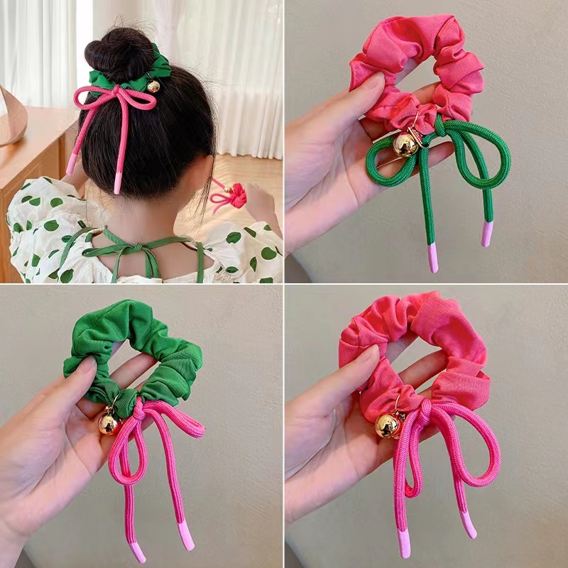 Cột Cột Tóc Cao Su Thắt Nơ Màu Hồng