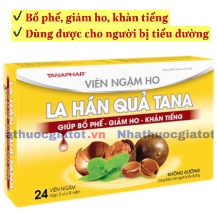 Viên ngậm ho la hán quả Tana ( kẹo ngậm ho tân á MÀU VÀNG)