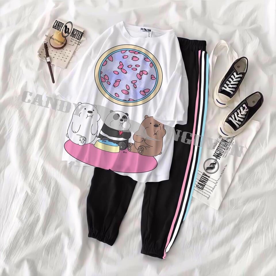 Set áo thun + quần jogger hoạt hình