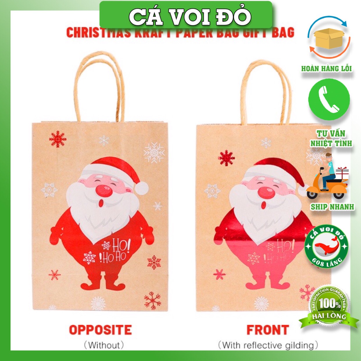 Túi Giấy kraft Đựng Quà Giáng Sinh Noel Dễ Thương
