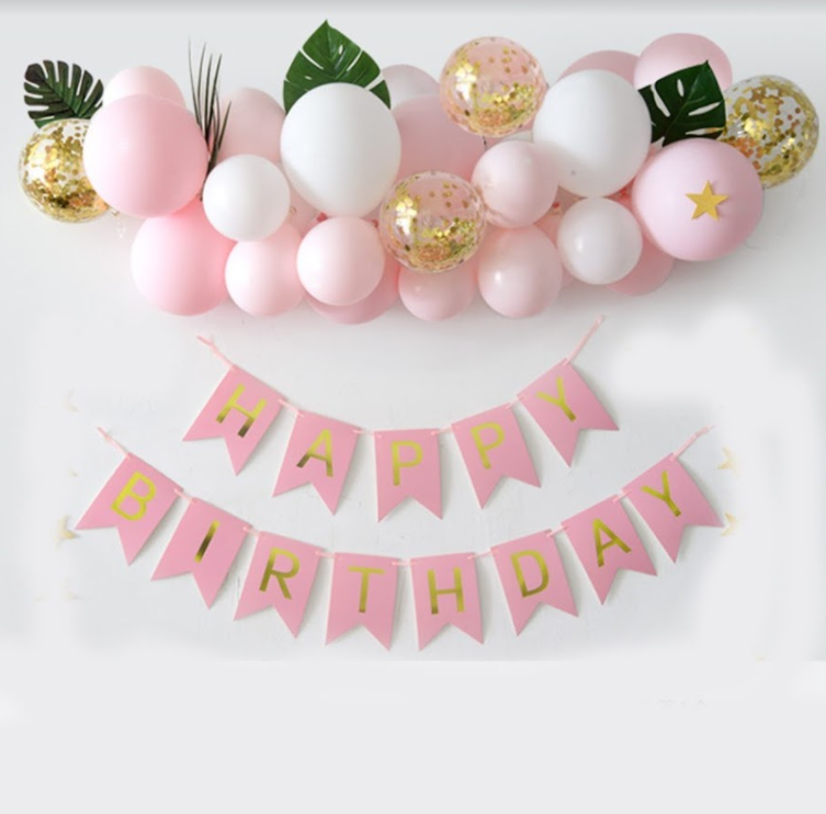 Set bóng Happy birthday tone màu pastel