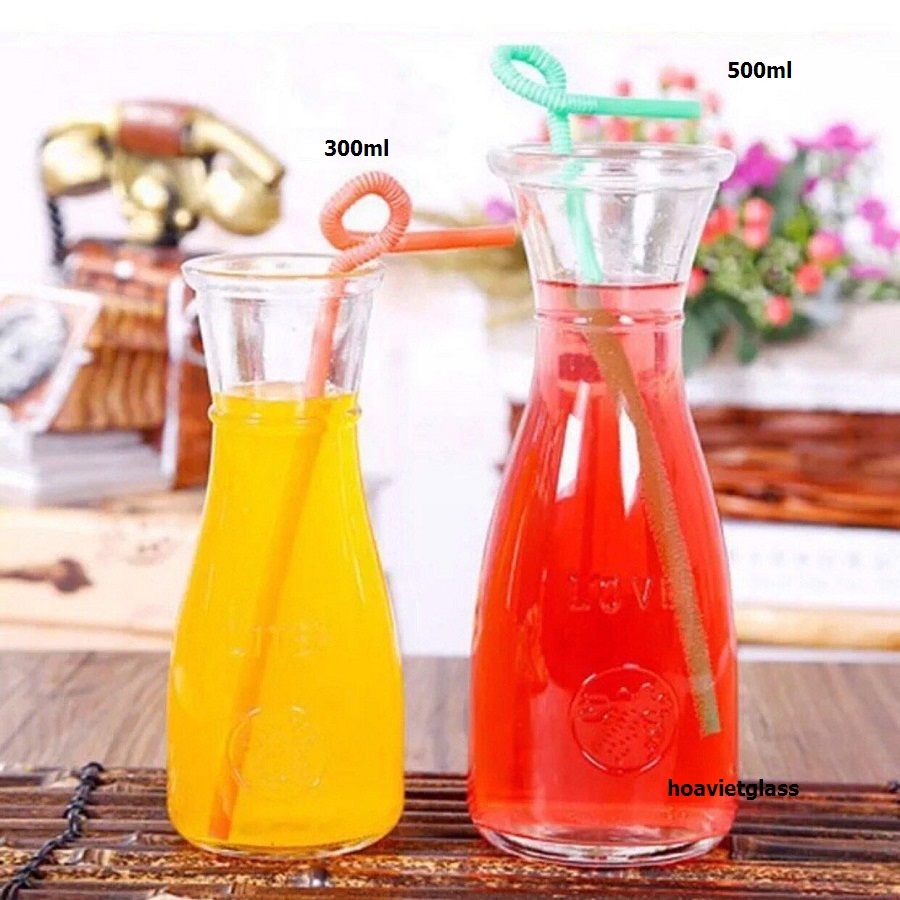 Ly eo thủy tinh đựng trà sữa 300ml và 500ml