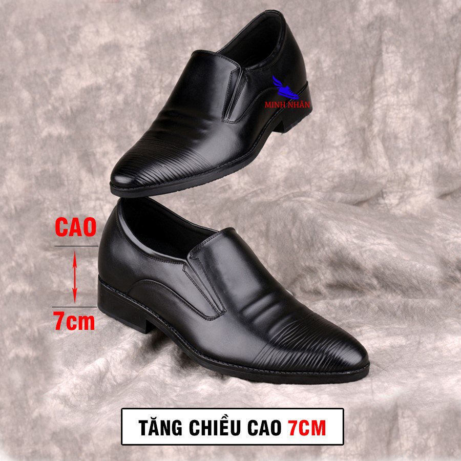 MINH NHÂN - Giày da bò tăng chiều cao nam 6cm da bò giày tây nam công sở da bò giày tăng chiều cao bí ẩn 6cm CÔNG SỞ NAM GIÀY LƯỜI NAM DA BÒ CAO CẤP TĂNG chiều cao 6cm GIÀY 3 gân HÀNG HIỆU GIÁ RẺ G-1 màu đen