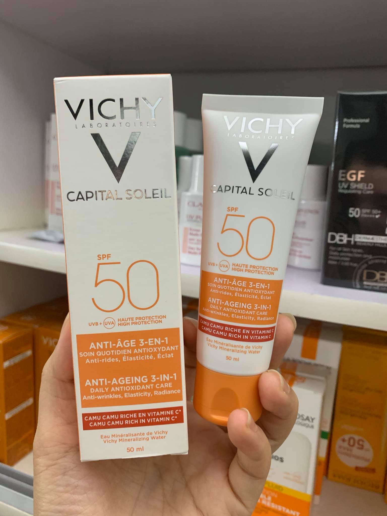 [HCM]Kem Chống Nắng Vichy Capital Soleil SPF 50 Dark spot 3-in-1 50ml