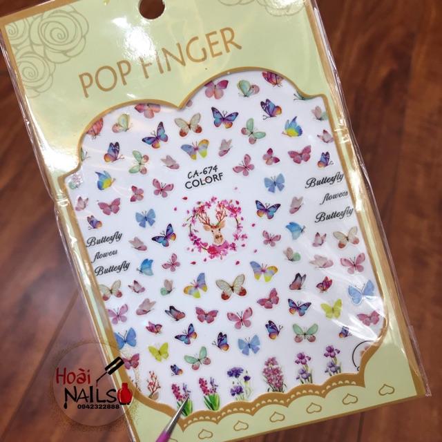 Sticker dán hình bướm Phụ kiện Nail