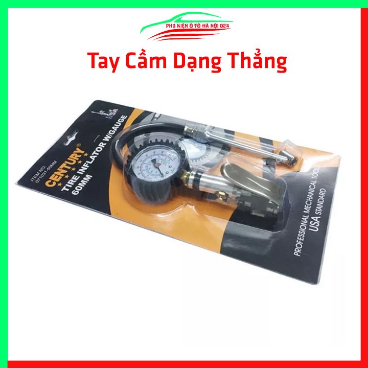 Tay bơm lốp xe Century có hiển thị đồng hồ đo dạng thẳng / dạng súng dùng bơm hơi ô tô, xe máy tiện lợi, nhỏ gọn