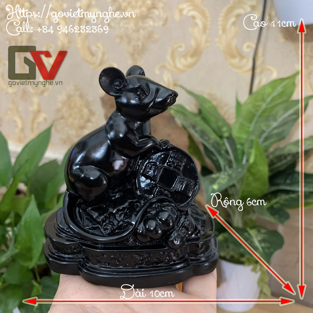 Tượng Đá Trang Trí Chuột Phong Thủy - Đá Màu