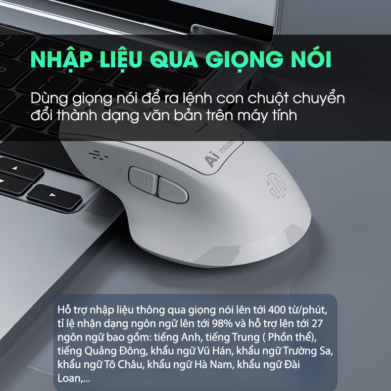 Chuột máy tính không dây bluetooth SIDOTECH S6 voice ai điều khiển bằng giọng nói dịch văn bản silent chống ồn pin sạc có 6 nút bấm đọc lạ công thái học làm việc hỗ trợ 120 ngôn ngữ - Hàng chính hãng