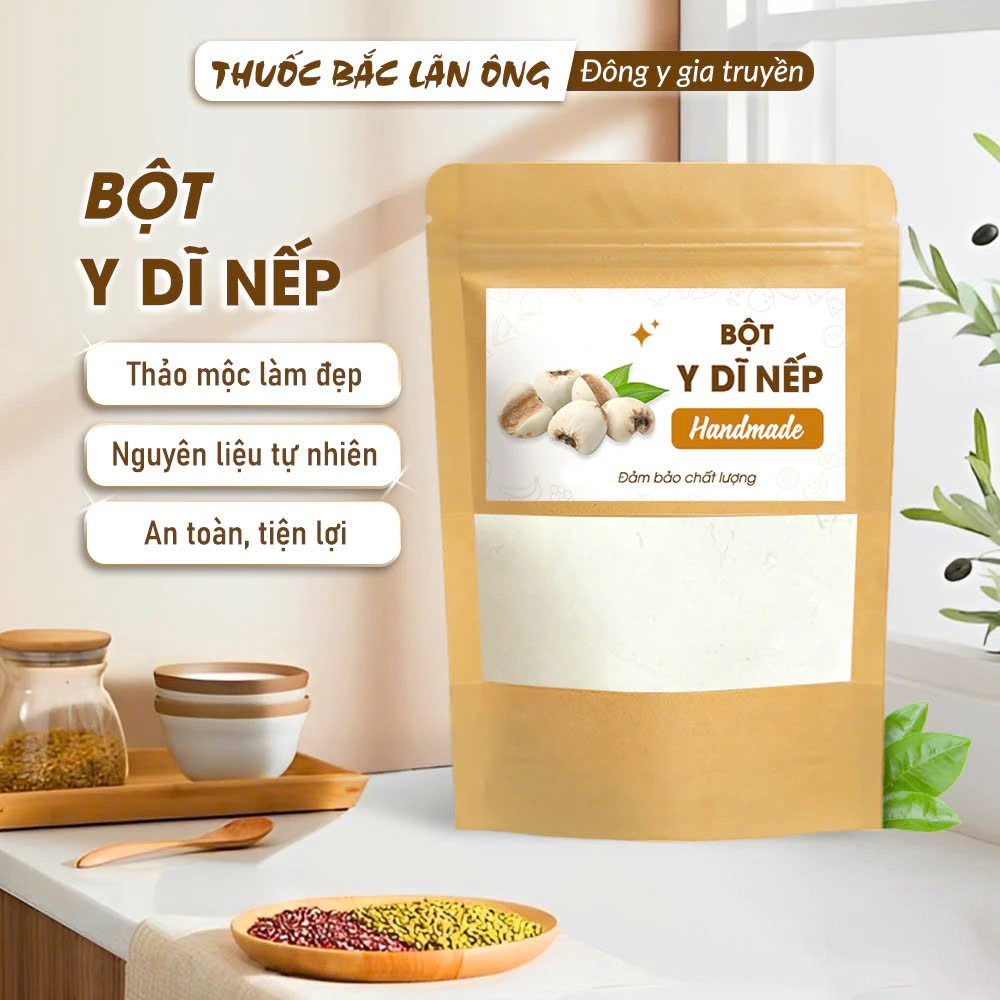 Bột y dĩ nếp 200g, bột bobo, nguyên chất, thơm mịn, dùng pha uống, nấu cháo, đắp mặ nạ - Lãn Ông