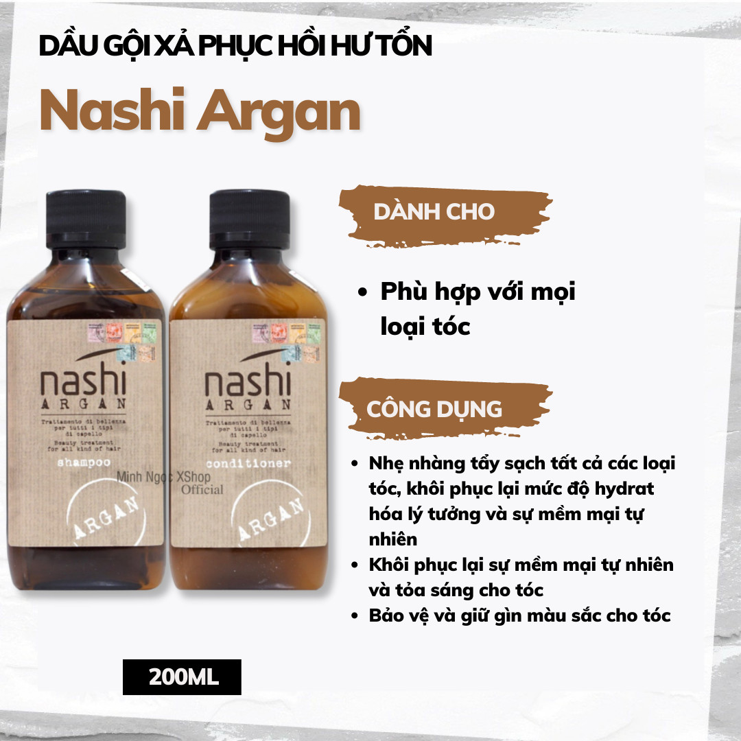 Dầu gội phục hồi tóc hư tổn Nashi Argan 200ML