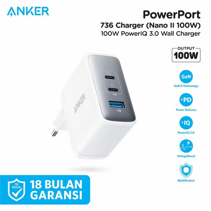 Cốc Sạc Nhanh Anker Nano 2 100W 3 Cổng PD PPS 5A QC - A2145 cho điện thoại