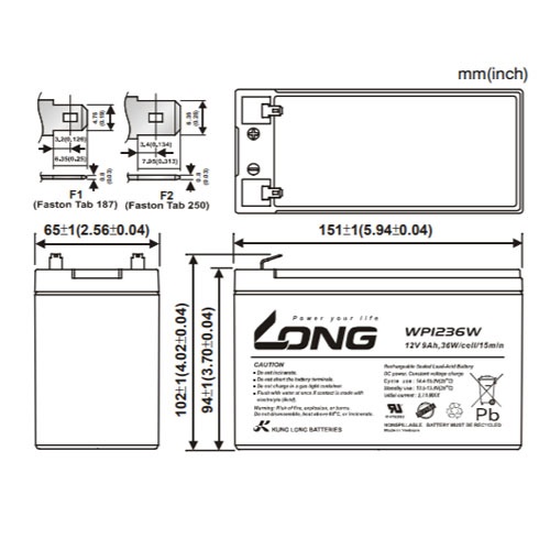 Ắc Quy LONG 12V 9Ah WP1236W - (PDC-TECH)